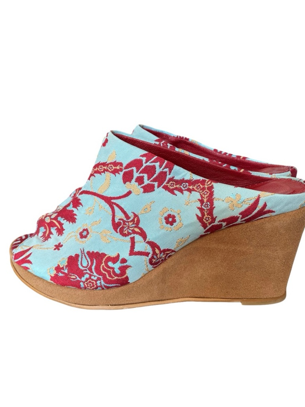 Rockwell Tharp Bora Bora Wedge Heel Sandals Blue Red Brown size 41 US 10.5-11